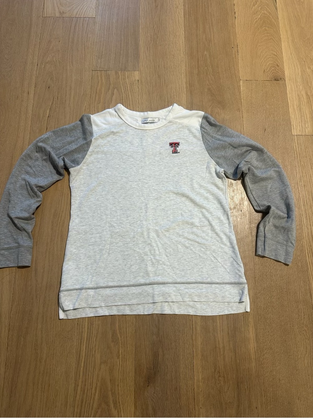 Peter Millar Texas Tech colorblock long-sleeve crew, Double T logo
